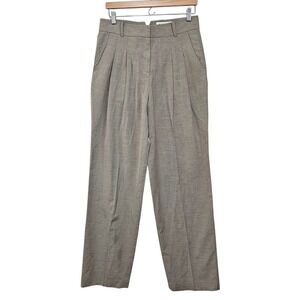 The Frankie Shop Trousers Women M Taupe Pleated High Waist Wide Leg Minimalist ~